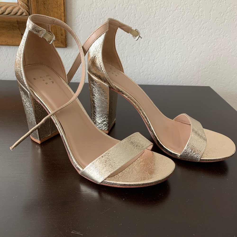 Target brand Everyday gold Strappy  block heels.